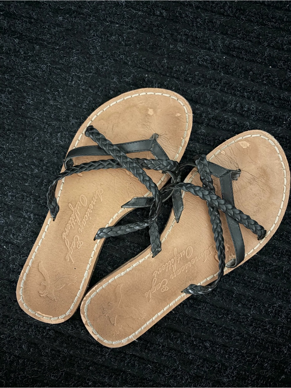 american eagle sandals with braid detail